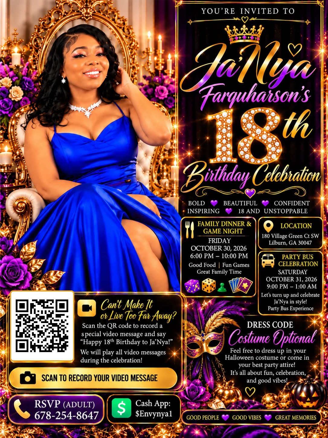 Ja'Nya Farquharson's 18th Birthday Celebration invitation flyer